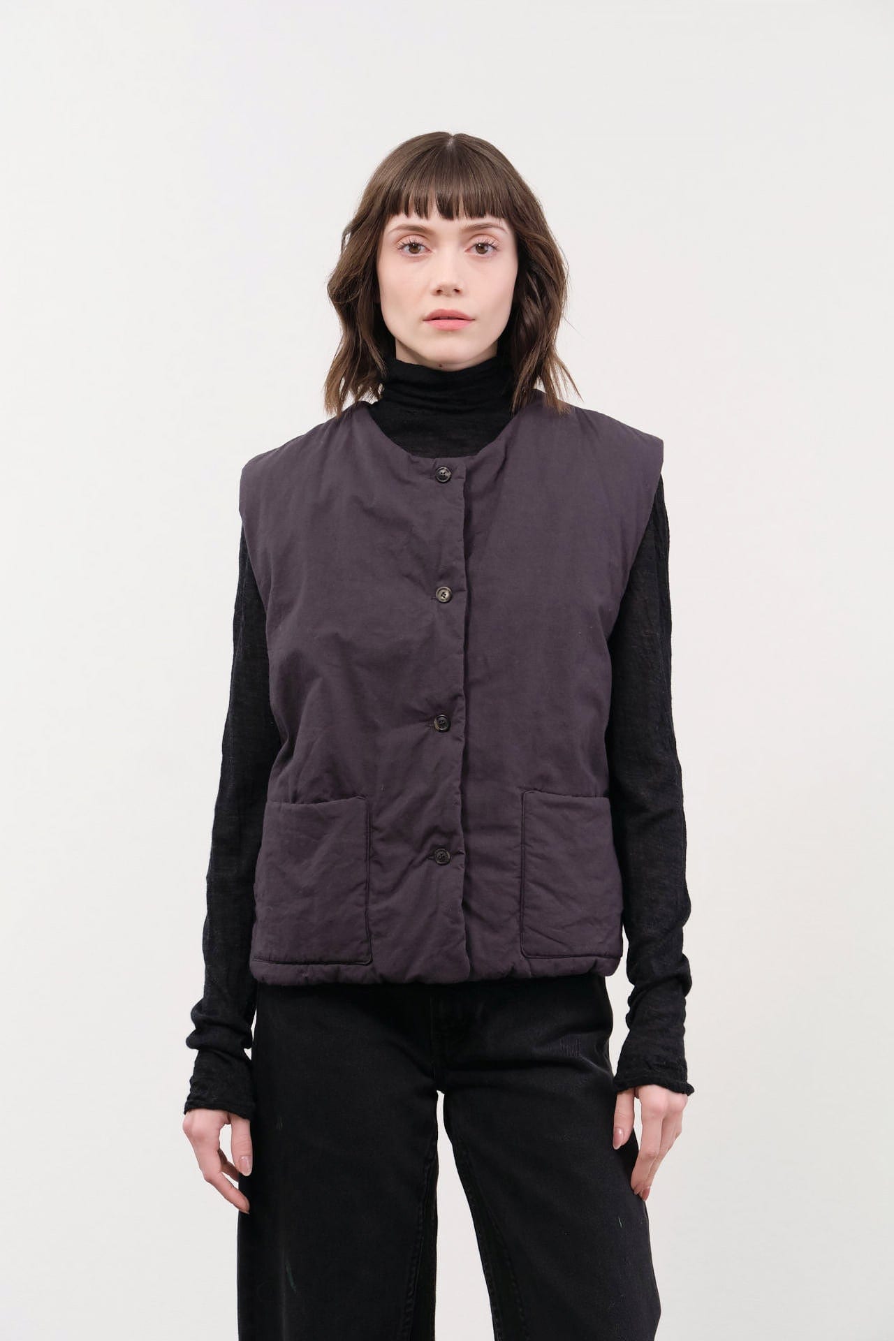 Elsa Esturgie Apparel Womens Sweaters Ormeau Vest in Carbon
