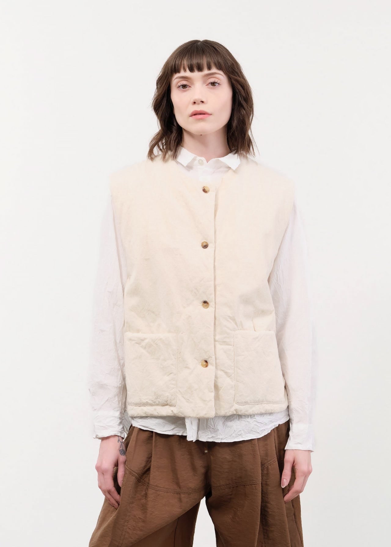 Elsa Esturgie Apparel Womens Sweaters Ormeau Vest in Ecru