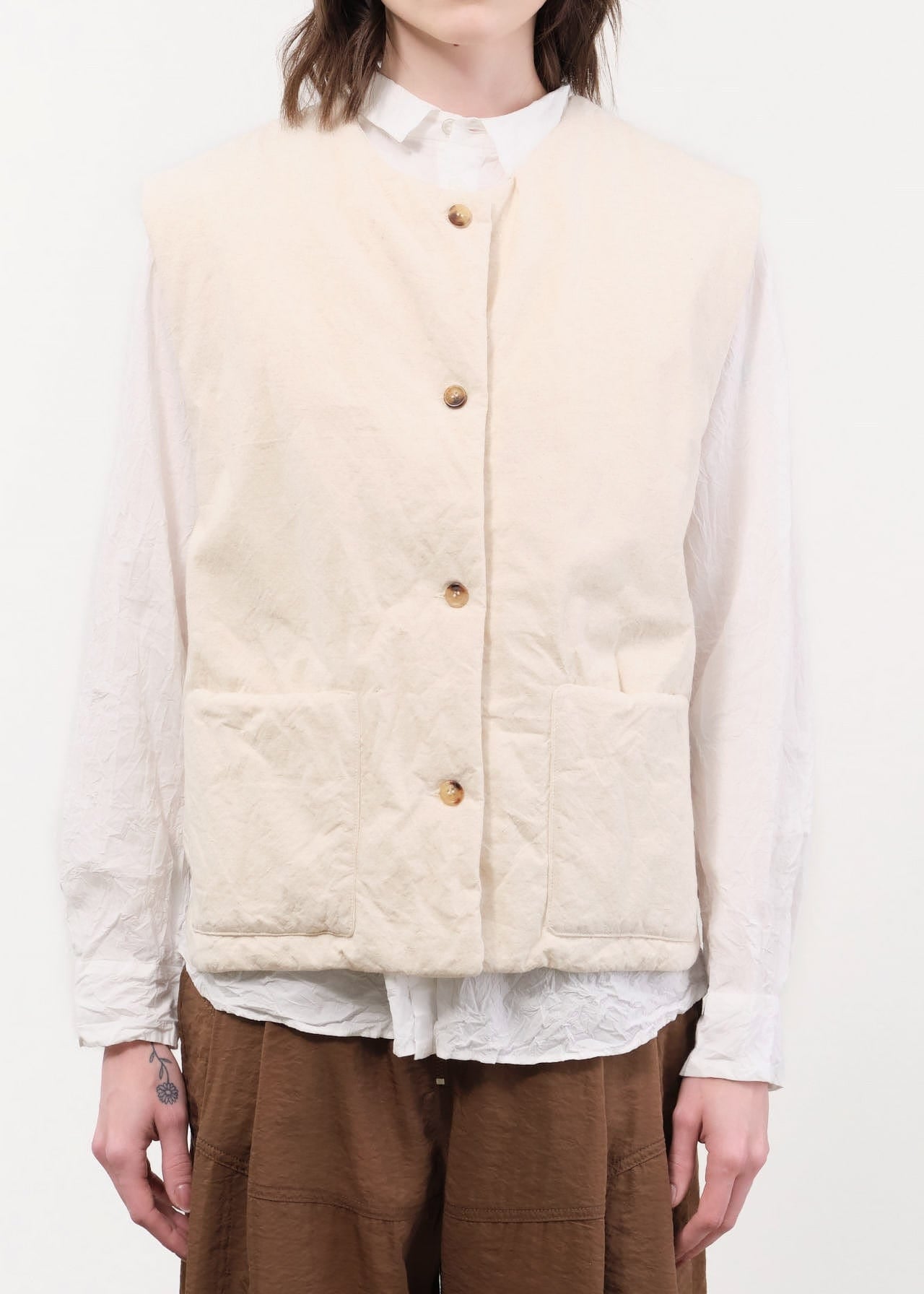 Elsa Esturgie Apparel Womens Sweaters Ormeau Vest in Ecru