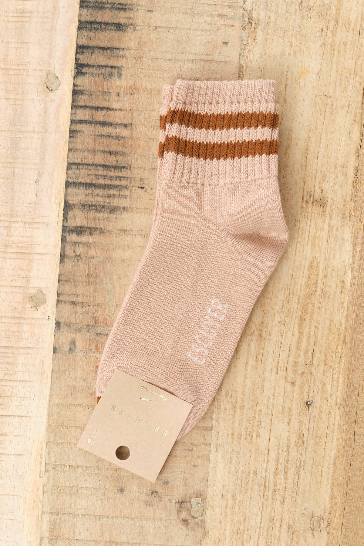 Escuyer Ankle Socks in Pink and Brown