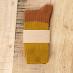 Colour Block Socks in Mustard and Bronze by Escuyer