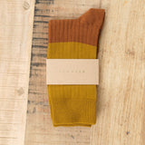 Colour Block Socks in Mustard and Bronze by Escuyer