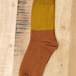 Escuyer Colour Block Socks in Mustard and Bronze