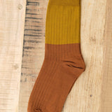 Escuyer Colour Block Socks in Mustard and Bronze