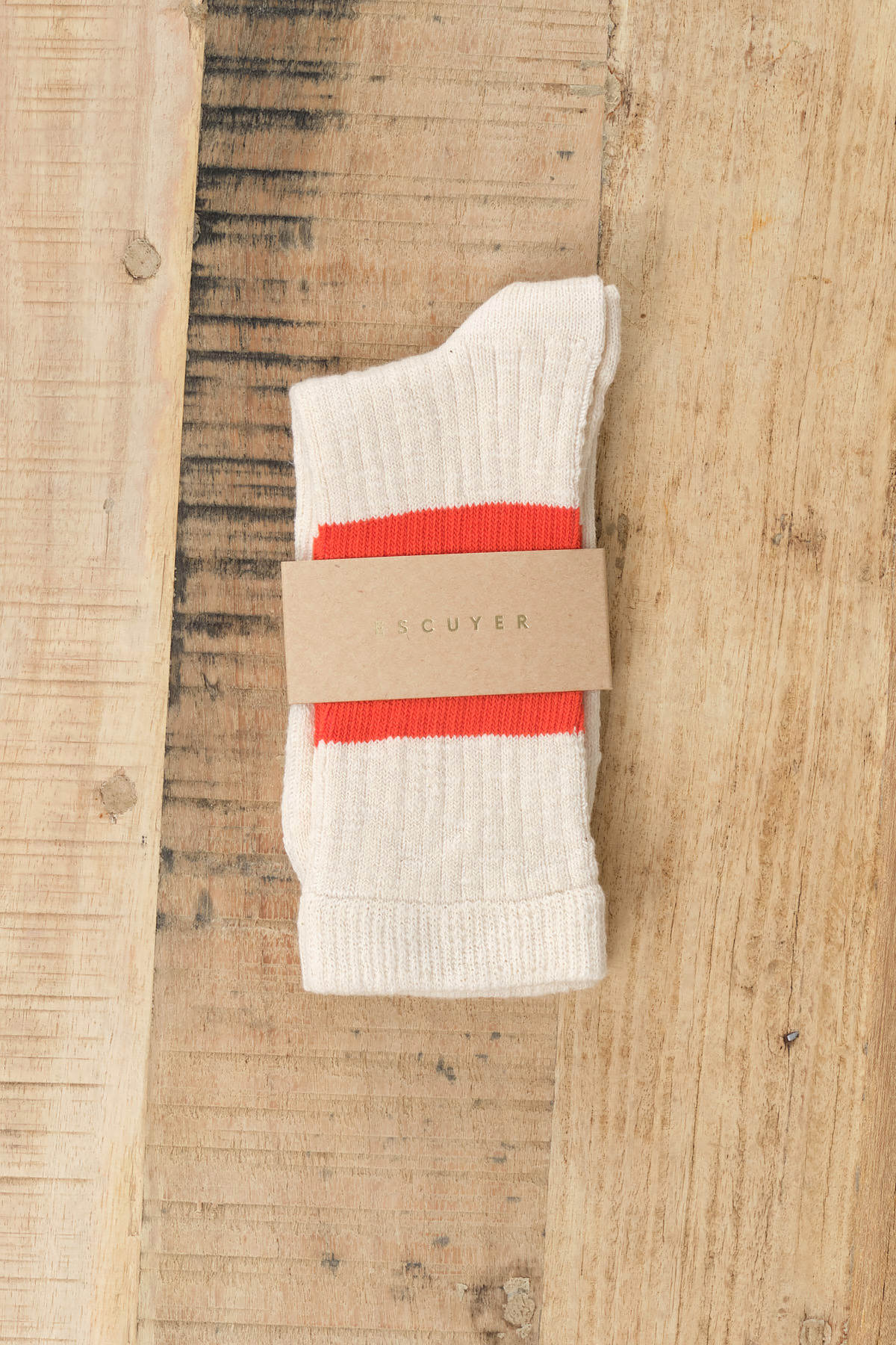 Melange Band Socks in Ecru and Orange by Escuyer