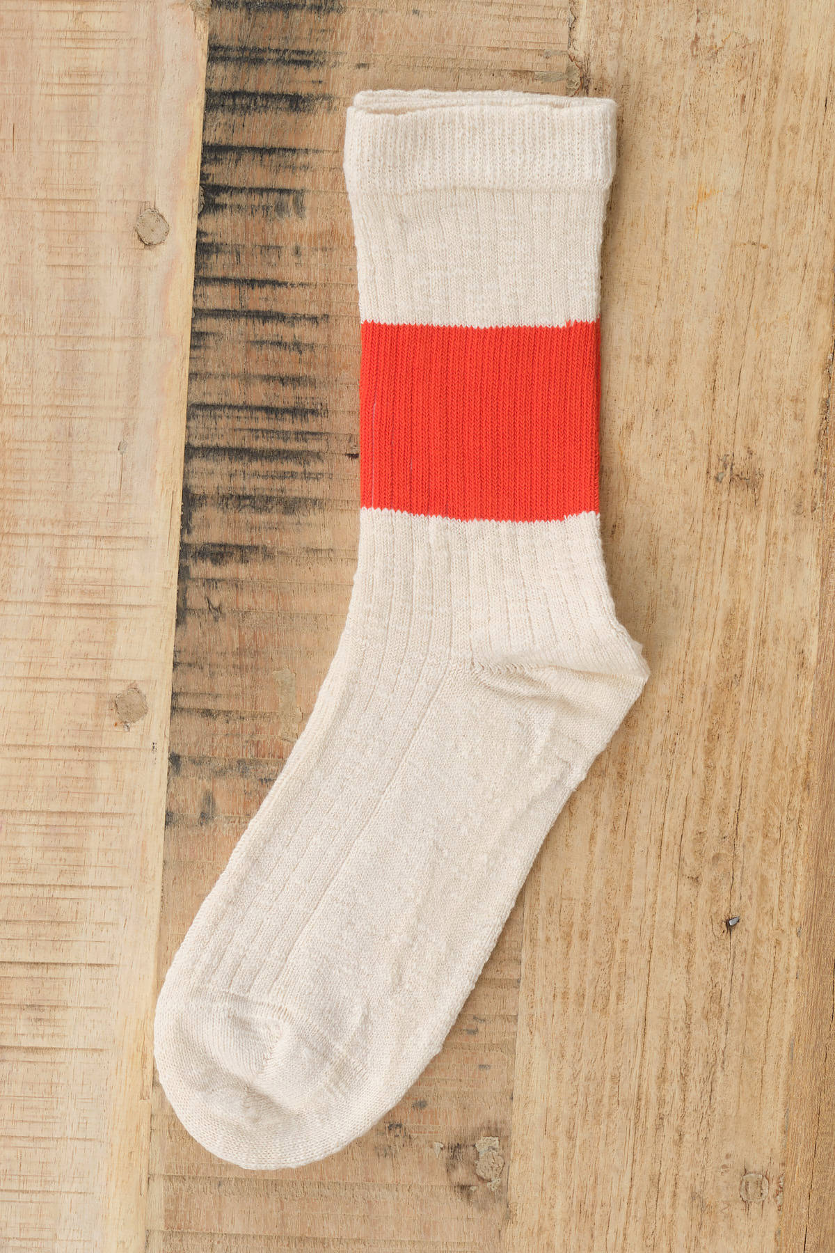 Escuyer Melange Band Socks in Ecru and Orange