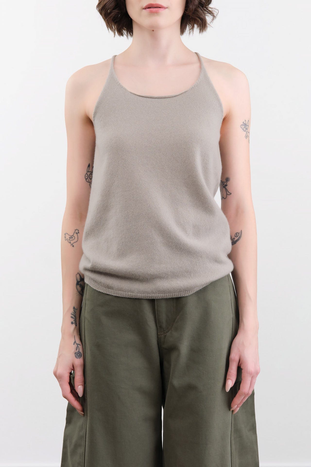 Evam Eva Apparel Womens Blouses Cashmere Camisole in Beige