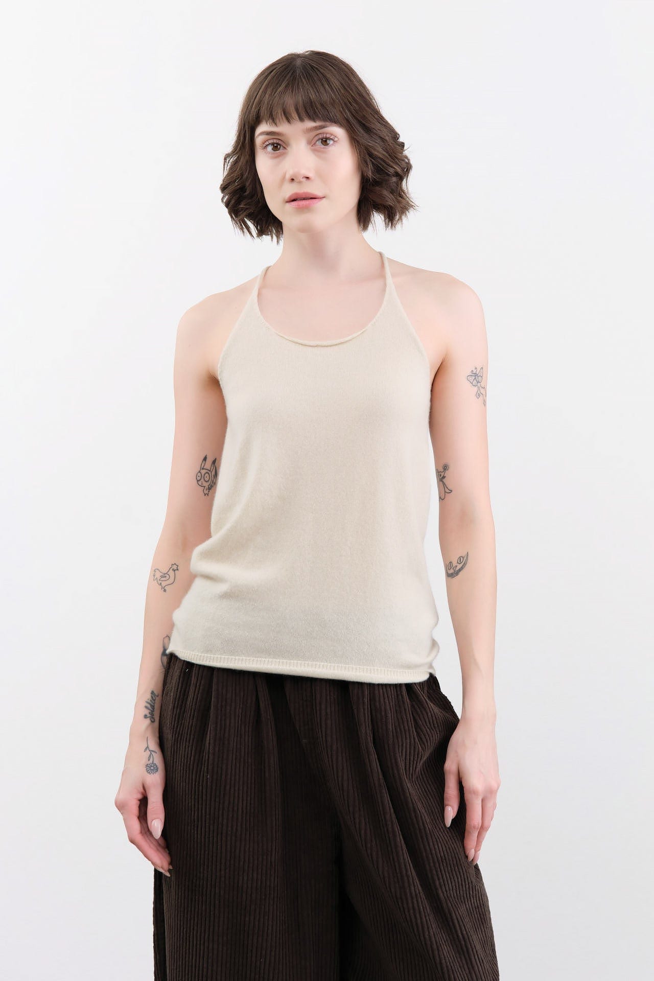 Evam Eva Apparel Womens Blouses Cashmere Camisole in Kinari