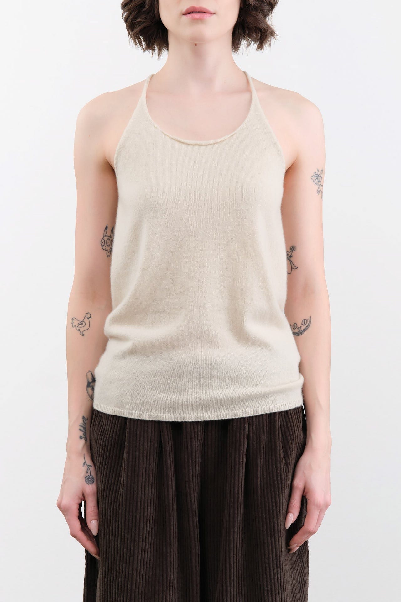 Evam Eva Apparel Womens Blouses Cashmere Camisole in Kinari
