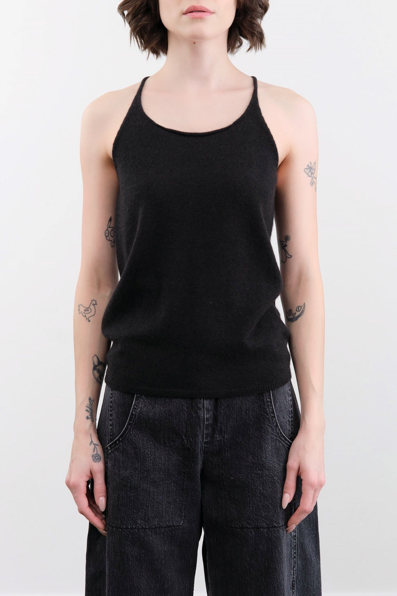 Evam Eva Apparel Womens Blouses Cashmere Camisole in Sumi