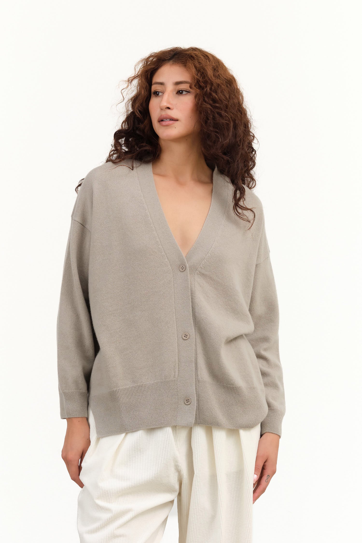 Evam Eva Cashmere Cardigan in Beige