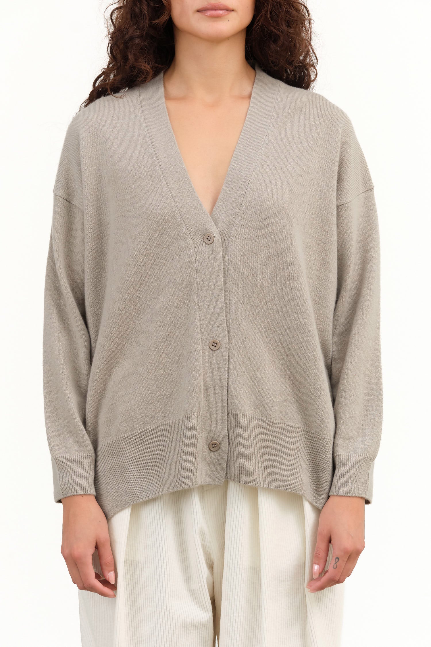 Cashmere Cardigan by Evam Eva in Beige