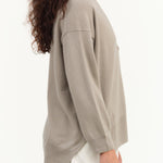 Evam Eva Japanese Designer Brand Cashmere Button Up Cardigan in Beige Grey