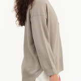 Evam Eva Japanese Designer Brand Cashmere Button Up Cardigan in Beige Grey