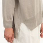 Cashmere Button Up Cardigan in Beige Grey by Evam Eva Japanese Designer Brand 