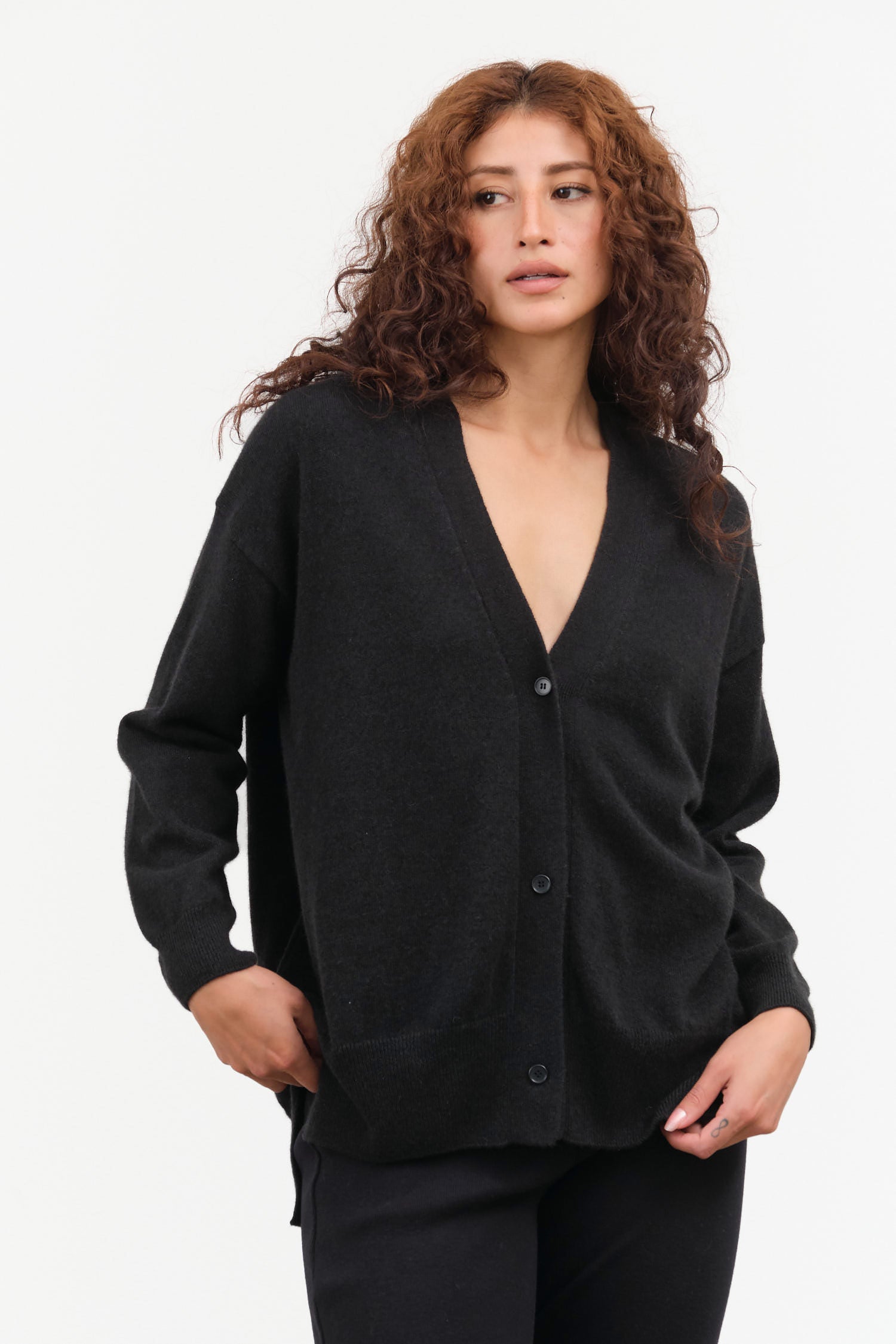 Evam Eva Cashmere Cardigan in Sumi