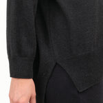 Cashmere Button Up Cardigan in Sumi Black by Evam Eva Japanese Designer Brand 