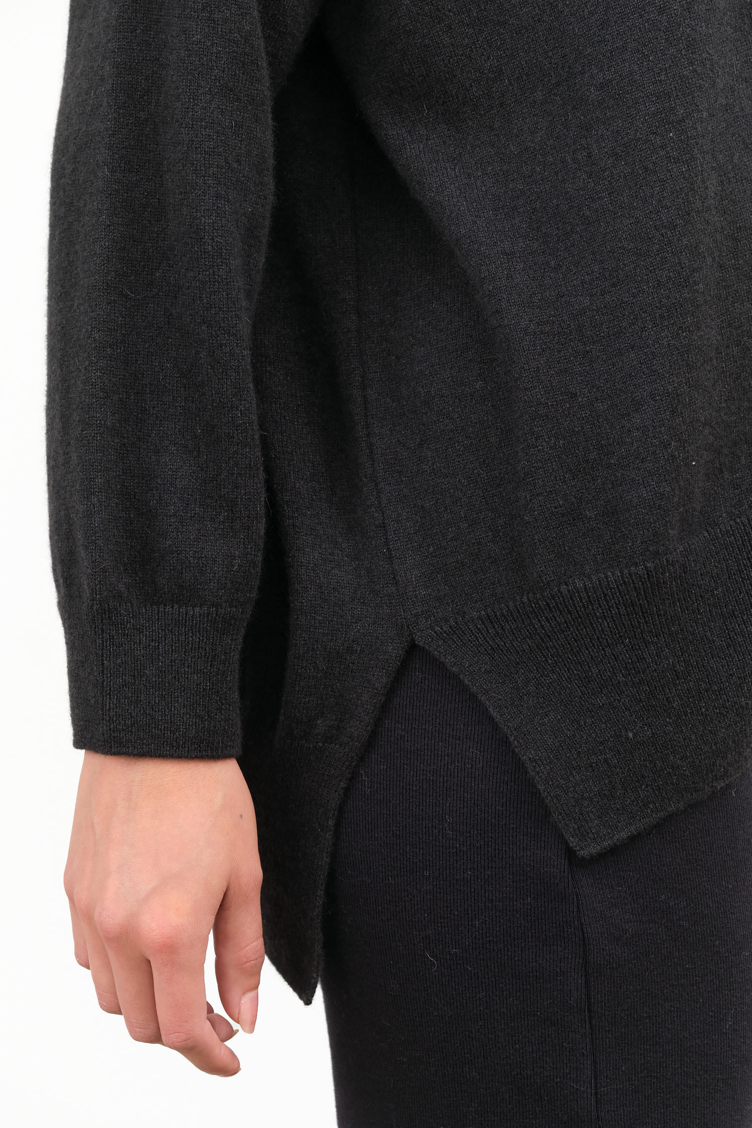 Cashmere Button Up Cardigan in Sumi Black by Evam Eva Japanese Designer Brand 