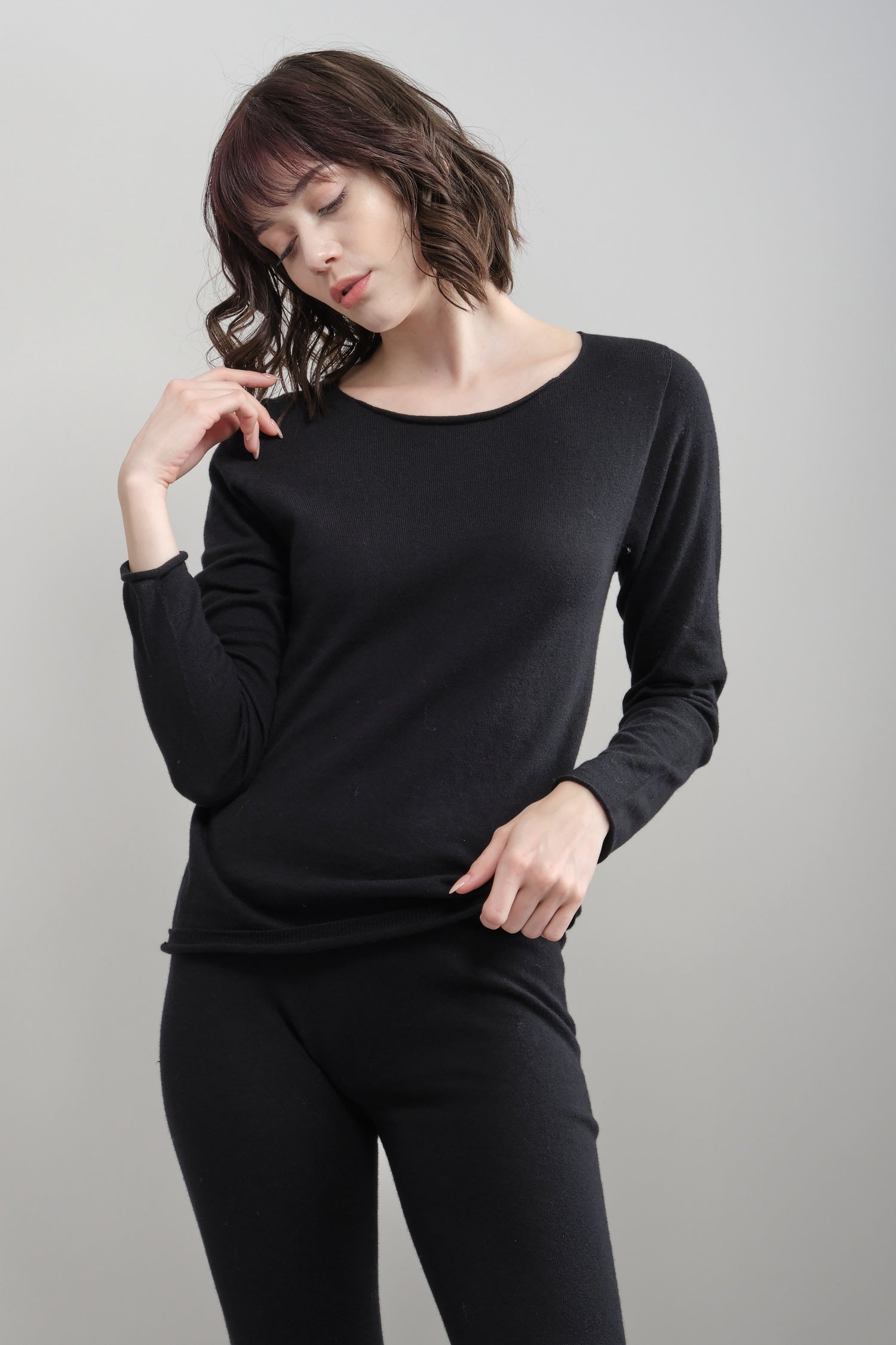 Cotton Cashmere Pullover in Black