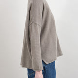 cashmere sweater evam eva in brown mocha with turtle neck and rolled hem