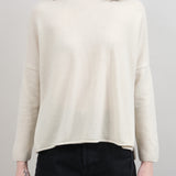 Cashmere High Neck Pullover Sweater in Ivory Evam Eva