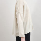 cashmere sweater evam eva in white ivory with turtle neck and rolled hem