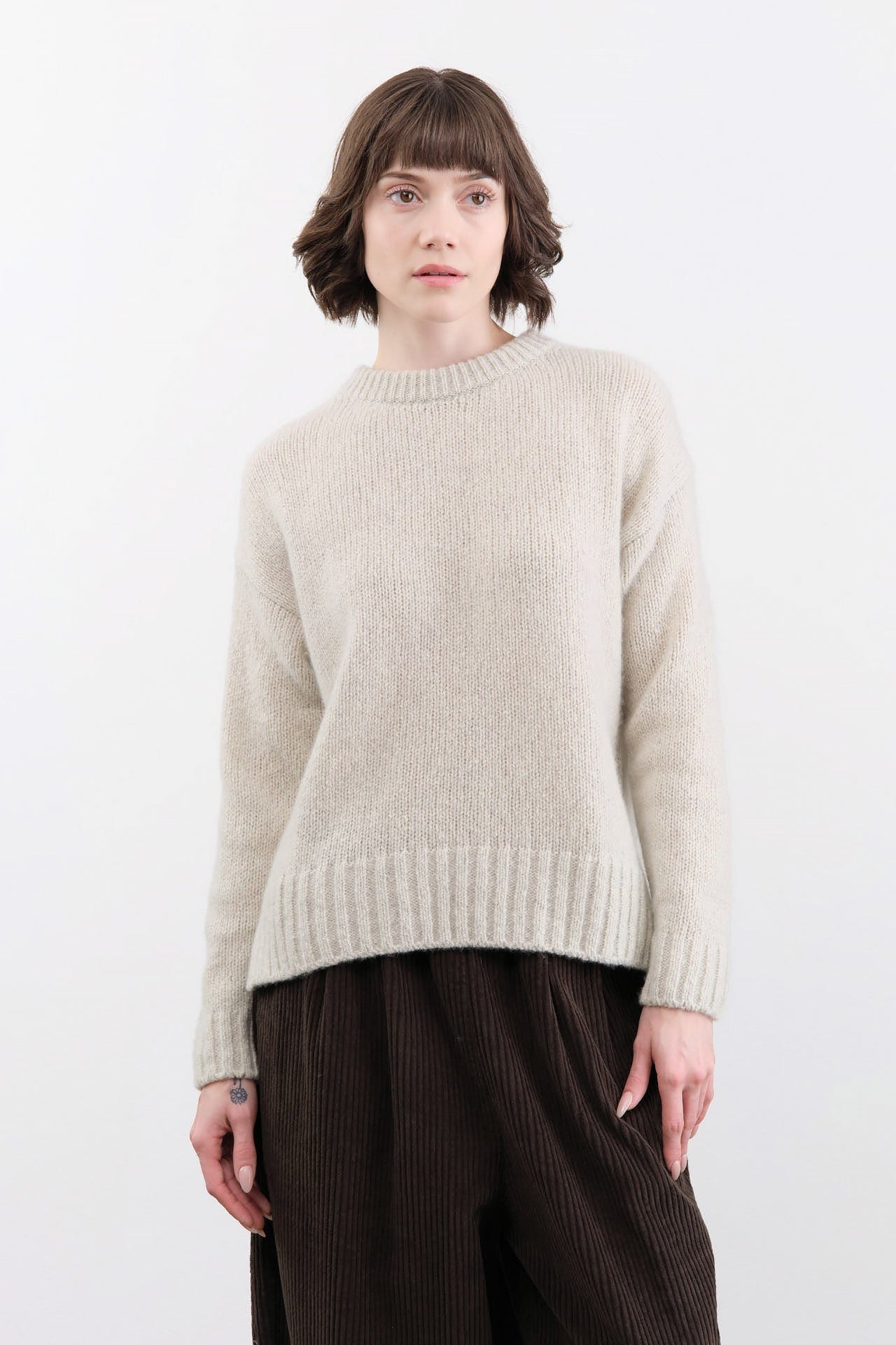 Evam Eva Apparel Womens Sweaters Cashmere Pullover in Ivory