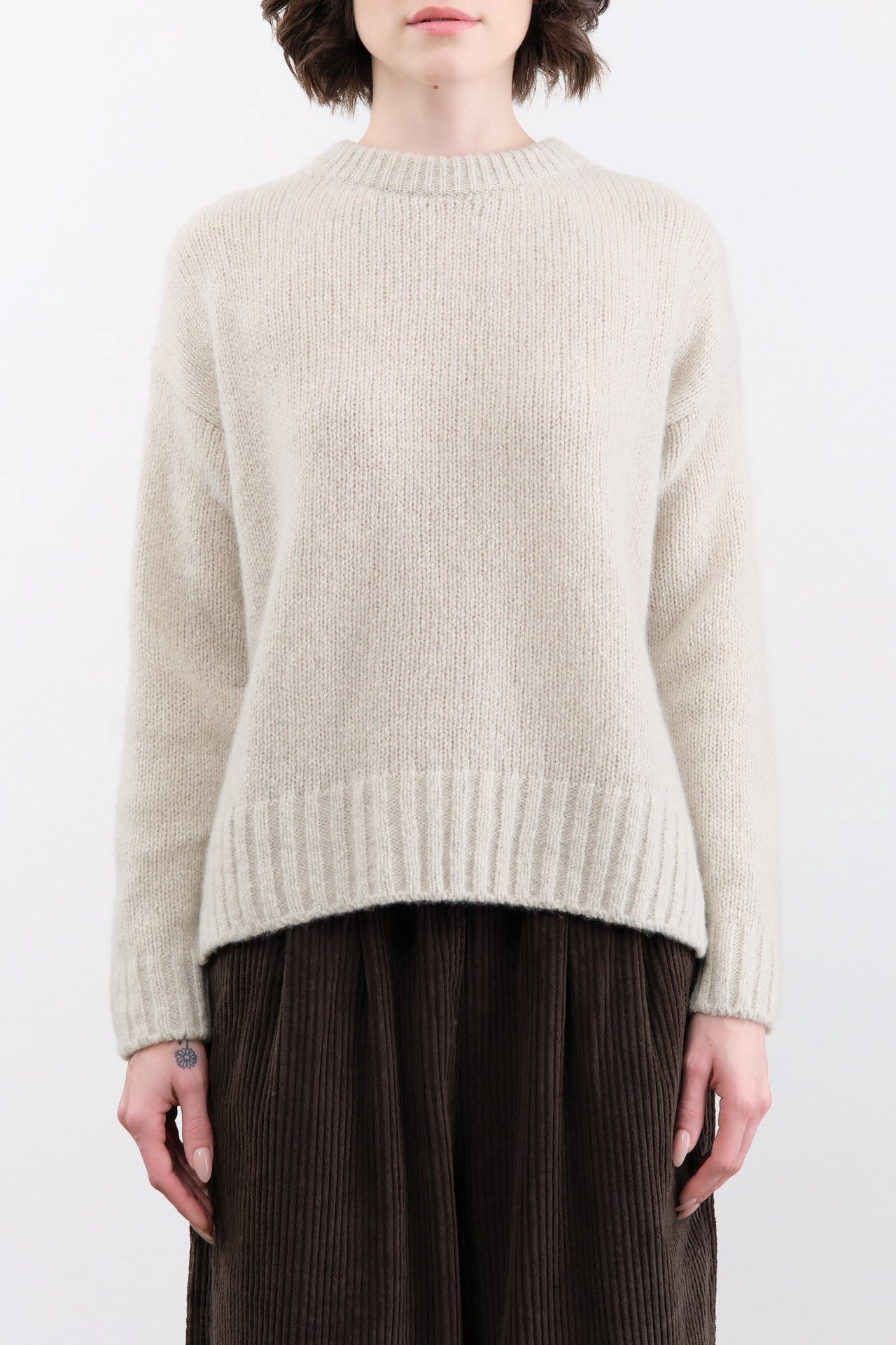 Evam Eva Apparel Womens Sweaters Cashmere Pullover in Ivory