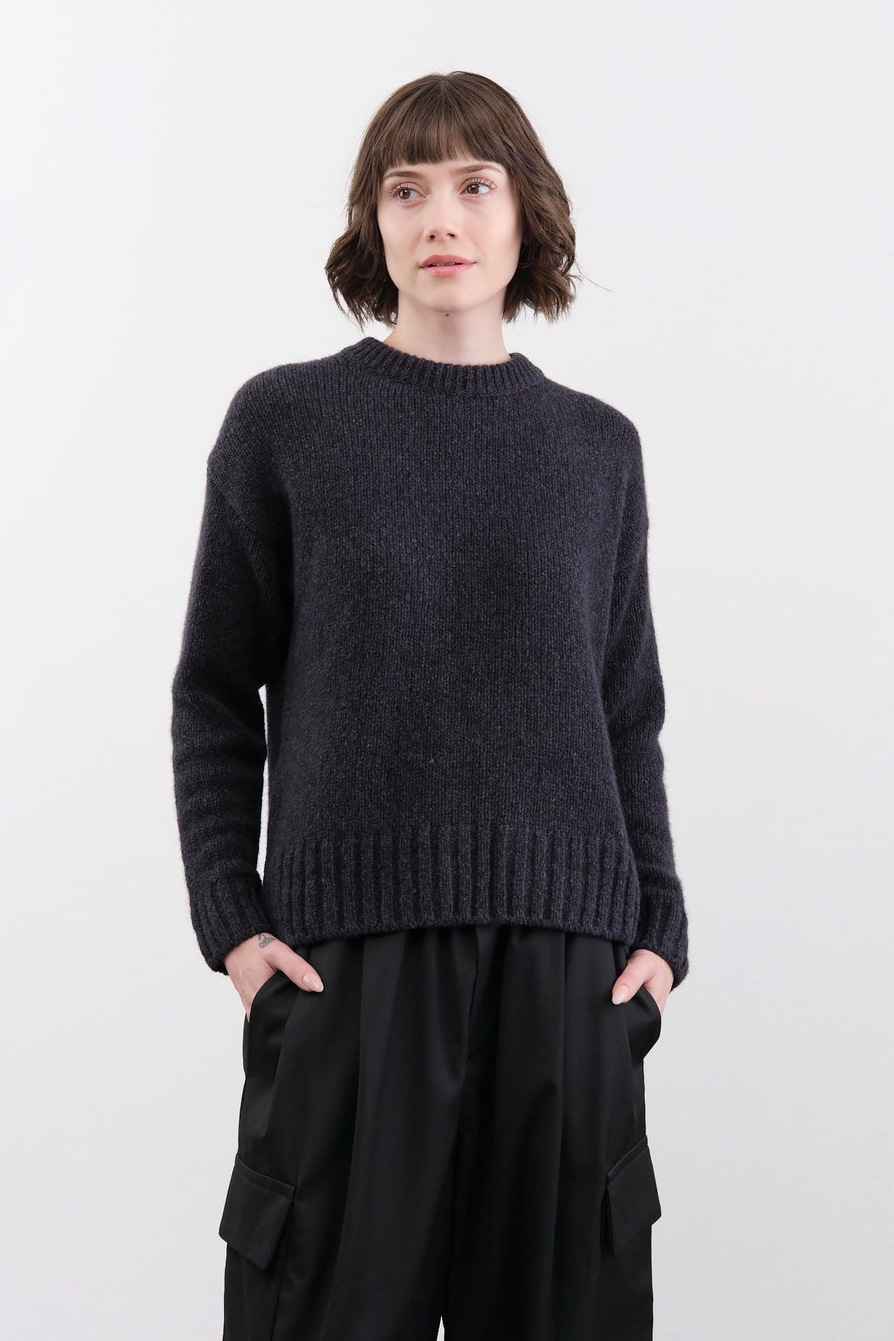 Evam Eva Apparel Womens Sweaters Cashmere Pullover in North Sea