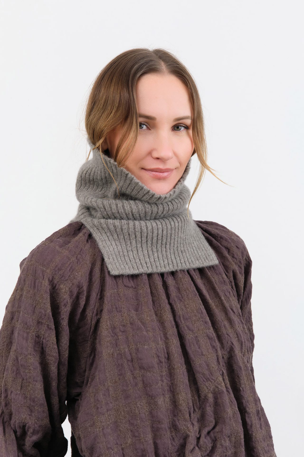 Evam Eva Accessories Scarves Cashmere Rib Snood in Mocha Mocha