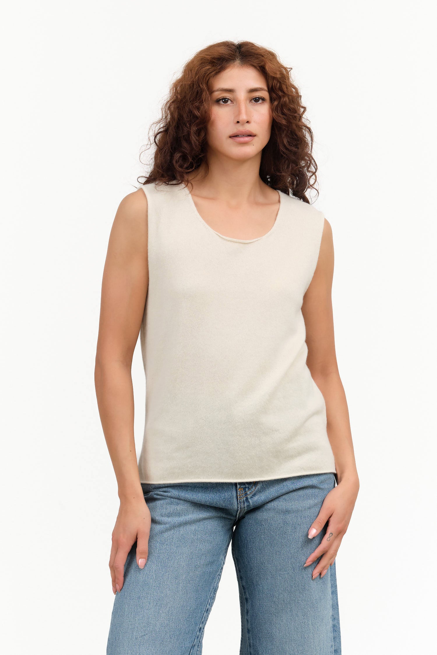 Evam Eva Cashmere Sleeveless in Beige