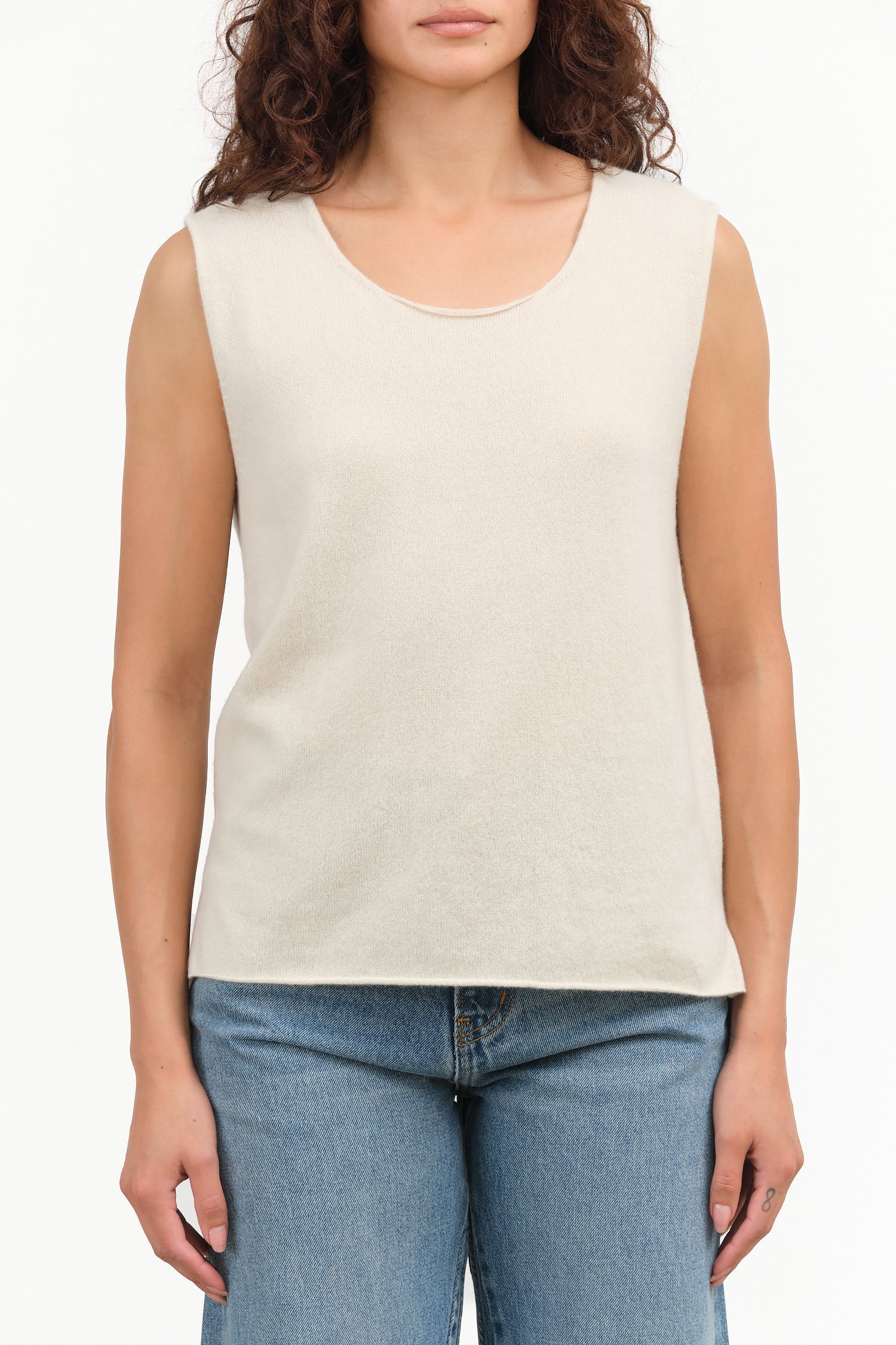 Cashmere Sleeveless by Evam Eva in Beige