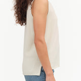 Evam Eva Japanese Designer Brand Cashmere Sleeveless Layering Tank Top in Beige White