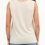 Beige White Cashmere Sleeveless Layering Tank Top by Evam Eva Japanese Designer Brand 