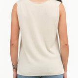 Beige White Cashmere Sleeveless Layering Tank Top by Evam Eva Japanese Designer Brand 