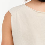 Evam Eva Japanese Designer Brand  Beige White Cashmere Sleeveless Layering Tank Top