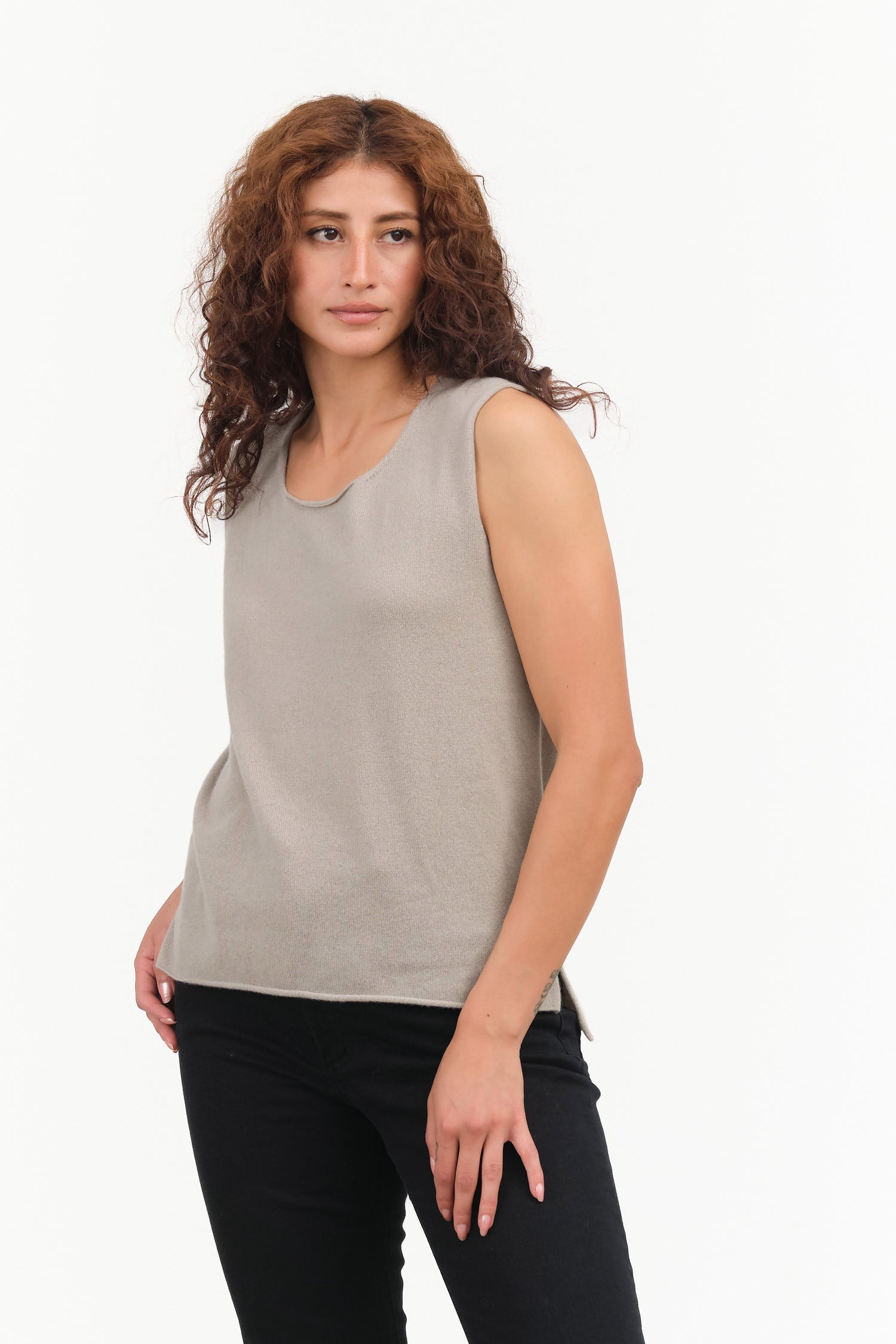 Evam Eva Cashmere Sleeveless in Kinari