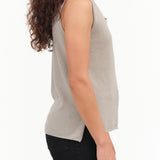 Evam Eva Designer Japanese Brand Cashmere Sleeveless Layering Tank Top in Kinari Grey