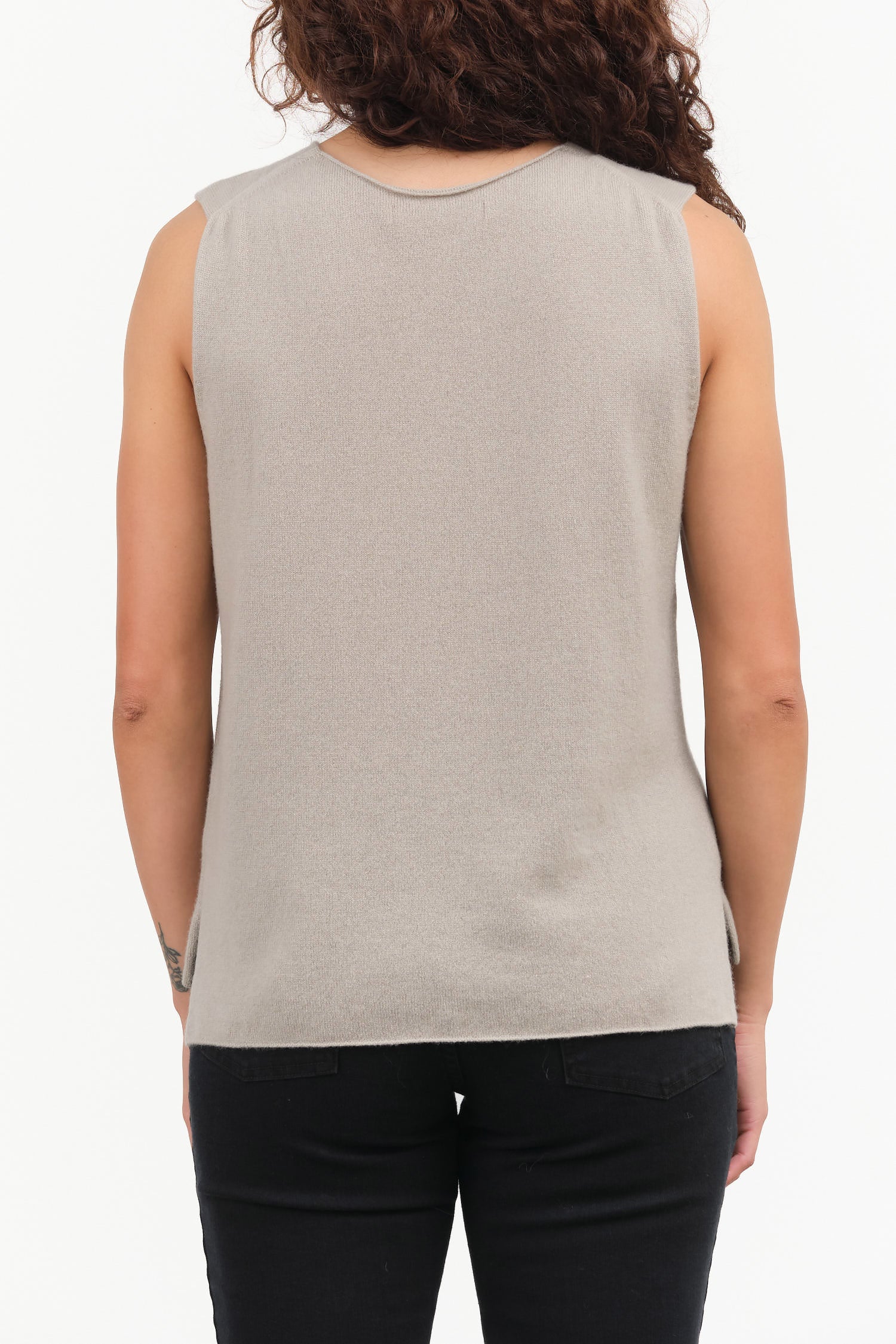 Kinari Grey Cashmere Sleeveless Layering Tank Top by Evam Eva Designer Japanese Brand 