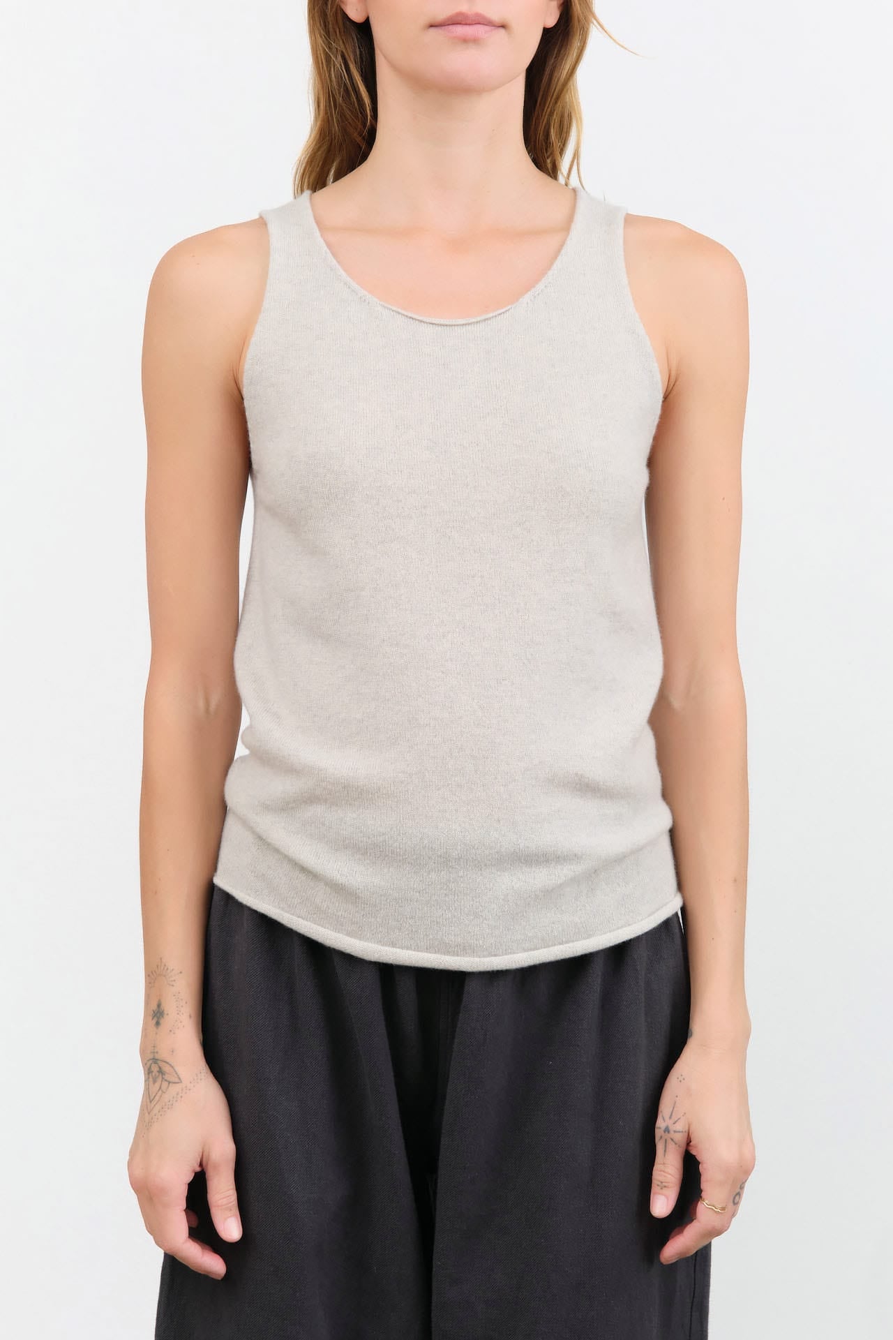 Evam Eva Apparel Womens Blouses Cashmere Sleeveless in Light Gray