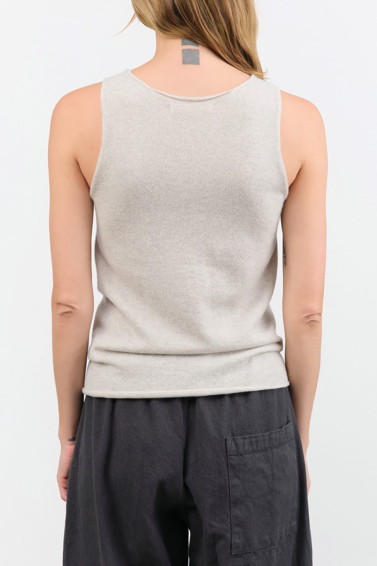 Evam Eva Apparel Womens Blouses Cashmere Sleeveless in Light Gray