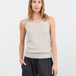 Evam Eva Apparel Womens Blouses Cashmere Sleeveless in Light Gray