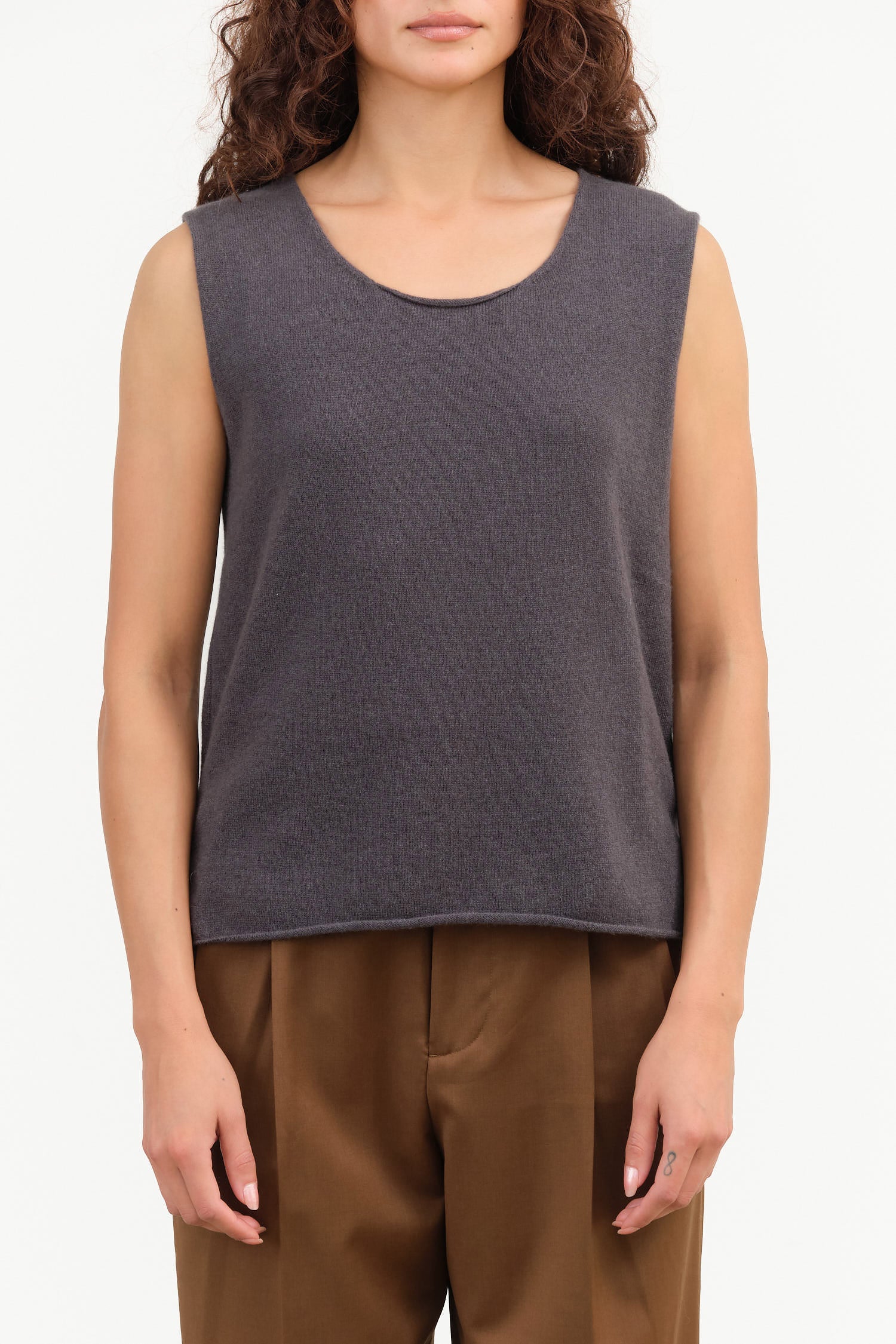 Cashmere Sleeveless by Evam Eva in Stone Gray