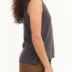 Evam Eva Japanese Designer Brand Cashmere Sleeveless Layering Tank Top in Dark Stone Gray