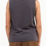 Dark Stone Gray Cashmere Sleeveless Layering Tank Top by Evam Eva Japanese Designer Brand 