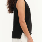 Evam Eva Japanese Designer Brand Cashmere Sleeveless Layering Tank Top in Sumi Black