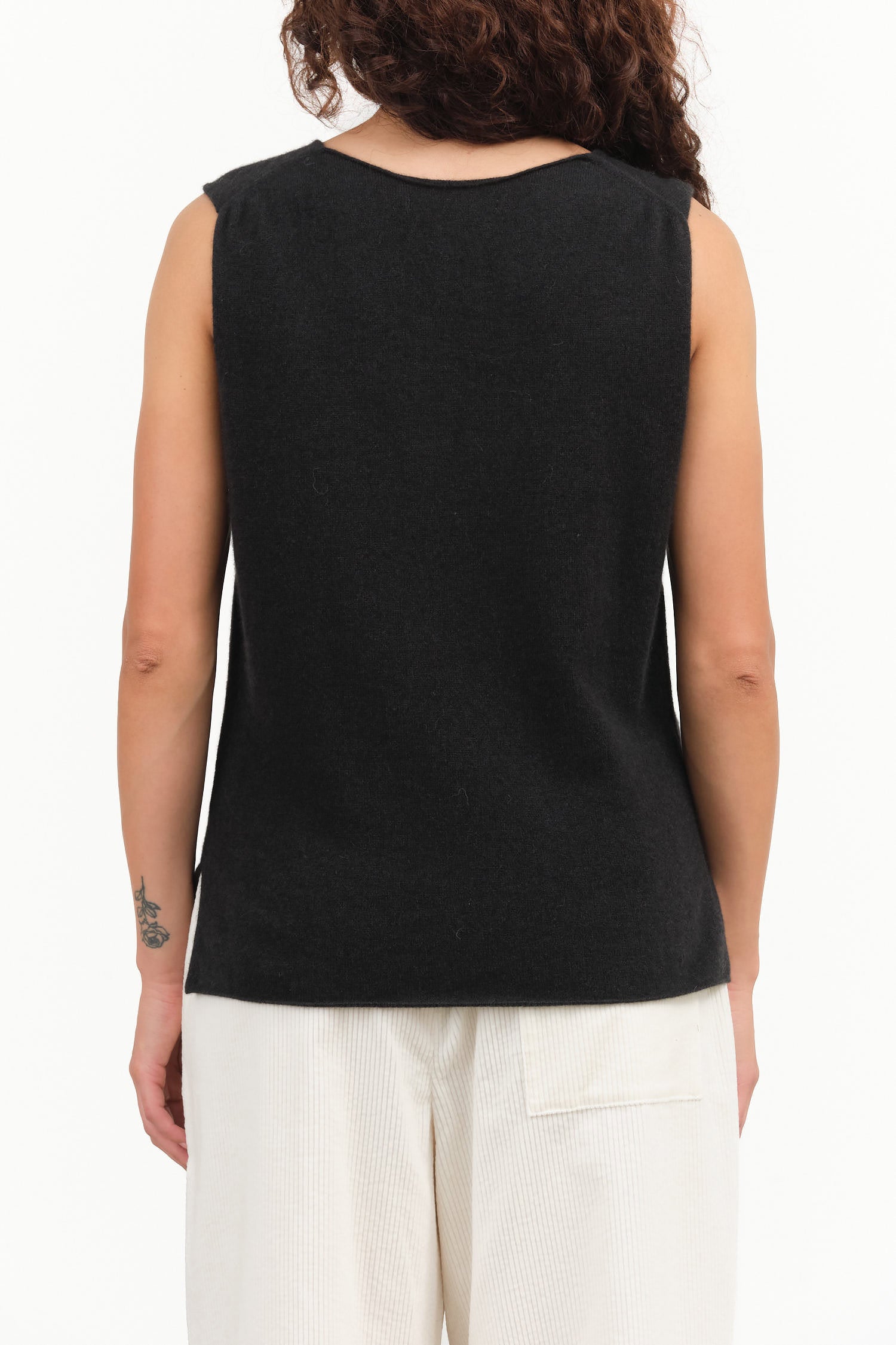 Sumi Black Cashmere Sleeveless Layering Tank Top by Evam Eva Japanese Designer Brand 