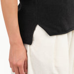 Cashmere Sleeveless Layering Tank Top in Sumi Black by Evam Eva Japanese Designer Brand 