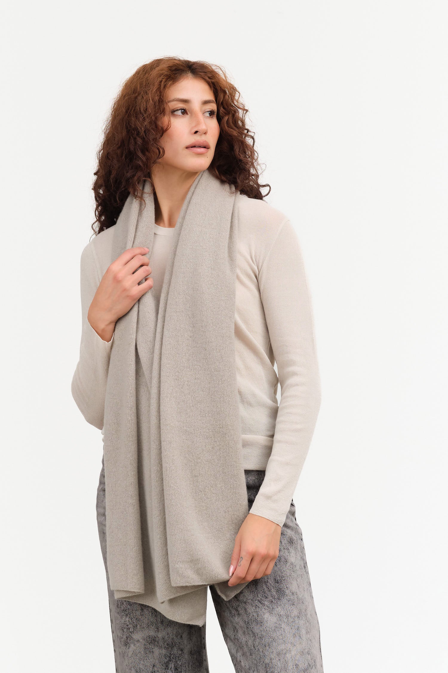 Evam Eva Cashmere Stole in Beige