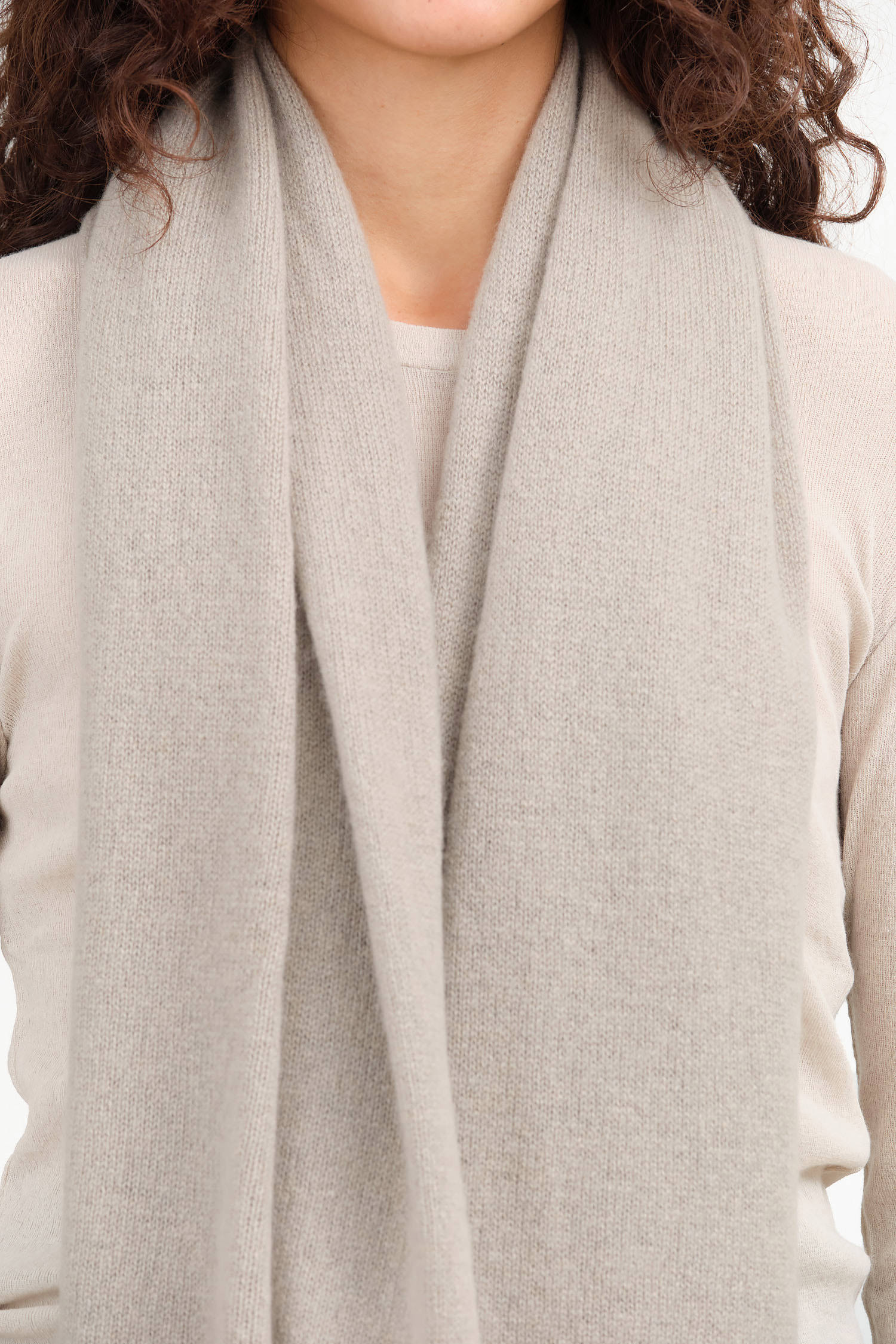 Beige Gray Cashmere Stole Scarf by Evam Eva 